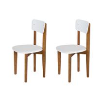 Kit 2 Cadeiras de Restaurante Elisa em Madeira Maciça Assento Suede Branco