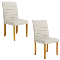 Kit 2 Cadeiras de Sala de Jantar Estofadas Veiga Madeira Maciça Linho Off White G78 - Gran Belo Kit 2 Cadeiras de Sala de Jantar Estofadas Veiga Madeira Maciça Linho Off White G78 - Gran Belo
