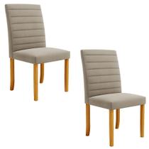 Kit 2 Cadeiras de Sala de Jantar Estofadas Veiga Madeira Maciça Suede Bege G78 - Gran Belo Kit 2 Cadeiras de Sala de Jantar Estofadas Veiga Madeira Maciça Suede Bege G78 - Gran Belo