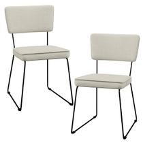 Kit 2 Cadeiras Decorativa Estofada Para Sala Jantar Base Aço Allana L02 Linho Champagne - Lyam Decor