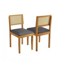 Kit 2 Cadeiras Decorativa Jade Encosto em Tela Madeira Maciça JCM Movelaria