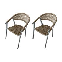 Kit 2 Cadeiras Decorativa Joana em Corda Náutica e Base em Alumínio Cinza/rami