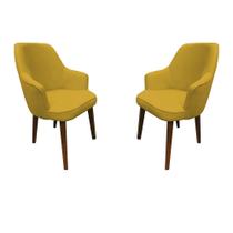 Kit 2 Cadeiras Decorativa Lara Suede Amarelo - Dominic Decor