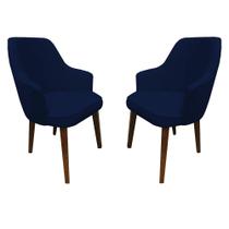 Kit 2 Cadeiras Decorativa Lara Suede Azul Marinho - Dominic Decor