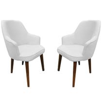 Kit 2 Cadeiras Decorativa Lara Suede Branco - Dominic Decor