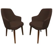 Kit 2 Cadeiras Decorativa Lara Suede Marrom - Dominic Decor