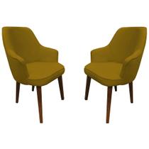 Kit 2 Cadeiras Decorativa Lara Suede Mostarda - Dominic Decor