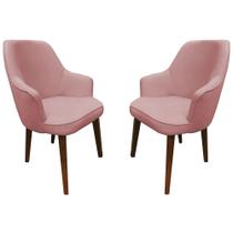 Kit 2 Cadeiras Decorativa Lara Suede Rose - Dominic Decor