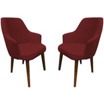 Kit 2 Cadeiras Decorativa Lara Suede Vinho - Dominic Decor