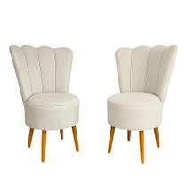 Kit 2 Cadeiras Decorativa Pétala Veludo Luxo Premium Pés Retrô Palito Sala Quarto e Penteadeira