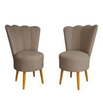 Kit 2 Cadeiras Decorativa Pétala Veludo Luxo Premium Pés Retrô Palito Sala Quarto e Penteadeira