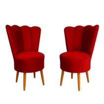 Kit 2 Cadeiras Decorativa Pétala Veludo Luxo Premium Pés Retrô Palito Sala Quarto e Penteadeira Kit 2 Cadeiras Decorativa Pétala Veludo Luxo Premium Pés Retrô Palito Sala Quarto e Penteadeira