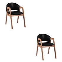 Kit 2 Cadeiras Decorativa Sala de Jantar Luxo Larissa Facto Preto - Mozzelar