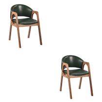 Kit 2 Cadeiras Decorativa Sala de Jantar Luxo Larissa Facto Verde - Mozzelar
