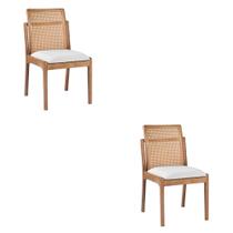 Kit 2 Cadeiras Decorativa Sala de Jantar Luxo Livia Facto Branco - Mozzelar