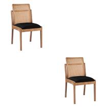 Kit 2 Cadeiras Decorativa Sala de Jantar Luxo Livia Facto Preto - Mozzelar