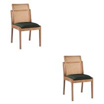 Kit 2 Cadeiras Decorativa Sala de Jantar Luxo Livia Facto Verde - Mozzelar