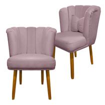 Kit 2 Cadeiras Decorativas Alice Para Penteadeira Camarim Veludo Rose SOFA STORE