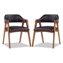 Kit 2 Cadeiras Decorativas Estofada Moderna Lua em Madeira Impermeável Facto Preto L72 RMI