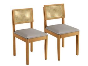 Kit 2 Cadeiras Decorativas Jade 03 Encosto em Tela Madeira Maciça - JCM Movelaria