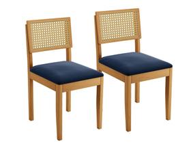 Kit 2 Cadeiras Decorativas Jade 03 Encosto em Tela Madeira Maciça - JCM Movelaria