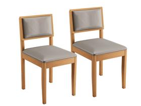 Kit 2 Cadeiras Decorativas Jade 04 Encosto Almofadado Madeira Maciça - JCM Movelaria