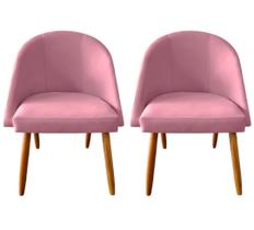 Kit 2 Cadeiras Decorativas Lua Rose para Sala de Jantar Escritório