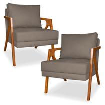 Kit 2 Cadeiras Decorativas para Sala de Estar Mona Suede Cappuccino Kit 2 Cadeiras Decorativas para Sala de Estar Mona Suede Cappuccino