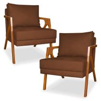 Kit 2 Cadeiras Decorativas para Sala de Estar Mona Suede Terracota Kit 2 Cadeiras Decorativas para Sala de Estar Mona Suede Terracota