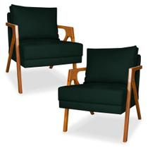 Kit 2 Cadeiras Decorativas para Sala de Estar Mona Suede Verde