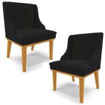 Kit 2 Cadeiras Decorativas Sala de Jantar Base Fixa de Madeira Firenze Linho Preto/Castanho G19 - Gran Belo Kit 2 Cadeiras Decorativas Sala de Jantar Base Fixa de Madeira Firenze Linho Preto/Castanho G19 - Gran Belo