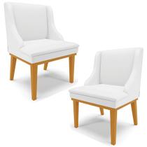Kit 2 Cadeiras Decorativas Sala de Jantar Base Fixa de Madeira Firenze PU Branco Fosco/Castanho G19 - Gran Belo Kit 2 Cadeiras Decorativas Sala de Jantar Base Fixa de Madeira Firenze PU Branco Fosco/Castanho G19 - Gran Belo