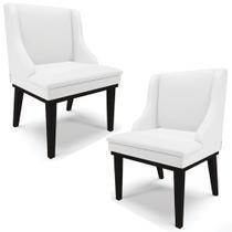 Kit 2 Cadeiras Decorativas Sala de Jantar Base Fixa de Madeira Firenze PU Branco Fosco/Preto G19 - Gran Belo Kit 2 Cadeiras Decorativas Sala de Jantar Base Fixa de Madeira Firenze PU Branco Fosco/Preto G19 - Gran Belo