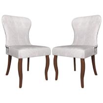 Kit 2 Cadeiras Decorativas Sala De Jantar Duque Madeira Linho Cinza G48 - Gran Belo