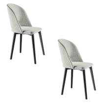 Kit 2 Cadeiras Decorativas Sala de Jantar Madeira Maciça Hadassa Linho Bege/Ébano G13 - Gran Belo