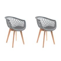 Kit 2 Cadeiras Design Eames Wood Web Cinza
