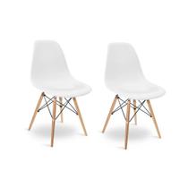 Kit 2 Cadeiras Design Eiffel Eames Wood Branca