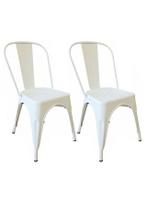 KIT 2 Cadeiras Design Tolix Metal Pelegrin PEL-1518 Cor Branca
