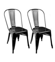 KIT 2 Cadeiras Design Tolix Metal Pelegrin PEL-1518 Cor Preta