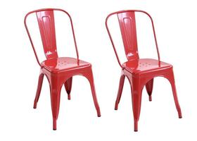 KIT 2 Cadeiras Design Tolix Metal Pelegrin PEL-1518 Cor Vermelha