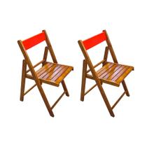 Kit 2 Cadeiras Dobraveis em Madeira Robusta Red - Castanho - Móveis Guará