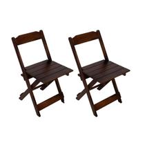 Kit 2 Cadeiras Dobrável Bar Restaurante em Madeira Maciça
