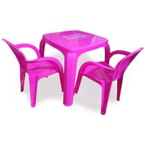 Kit 2 Cadeiras e mesa infantil com compartimento atividades Rosa Cód. 2392
