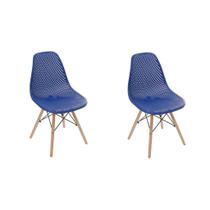 Kit 2 Cadeiras Eames Design Colméia Eloisa Azul Escuro