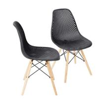 Kit 2 Cadeiras Eames Design Colméia Eloisa Preto