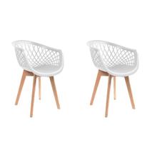 Kit 2 Cadeiras Eames Design Wood Web Branca