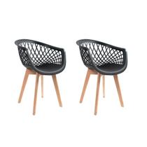 Kit 2 Cadeiras Eames Design Wood Web Preta