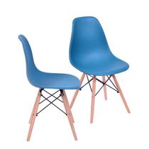 Kit 2 Cadeiras Eames Sala Quarto Cozinha 1102 Azul Petroleo Base de Madeira - Or Design