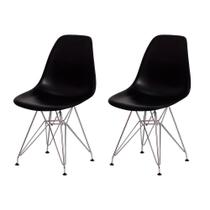 Kit 2 Cadeiras Eiffel Eames Preta Base Cromada Sala Cozinha - Waw Design