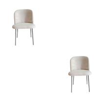 Kit 2 Cadeiras Elara Para Sala Mesa de Jantar Moderna com Base de Ferro Tecido Bouclé Premium Bege Topii Moda Casa Kit 2 Cadeiras Elara Para Sala Mesa de Jantar Moderna com Base de Ferro Tecido Bouclé Premium Bege Topii Moda Casa